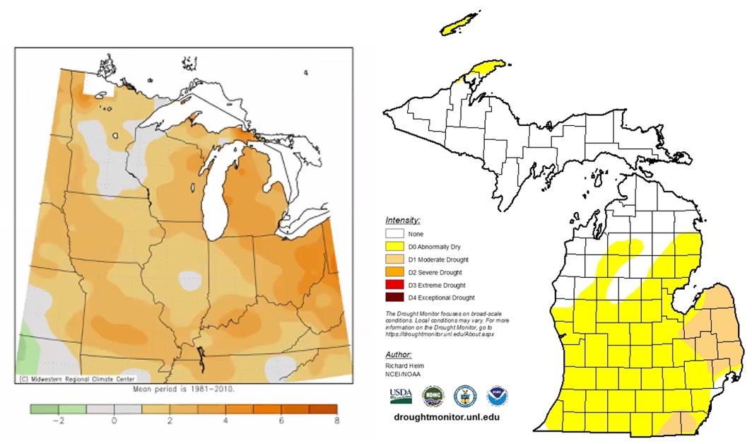 Mean temperature departure and the U.S. Drought Monitor